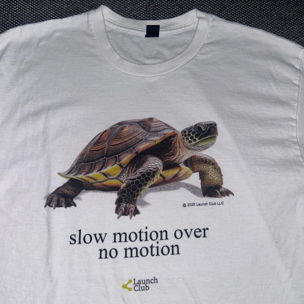 Gildan Slow Motion Over No Motion Turtle Nature White Graphic T Shirt Large